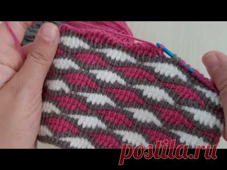 Super Easy Tunusian Crochet Knitting - Şahane Çok Kolay Tunus İşi Battaniye Yelek Modeli