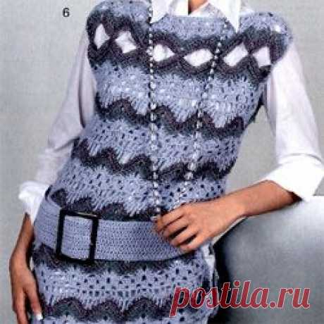безрукавка ажурными волнами