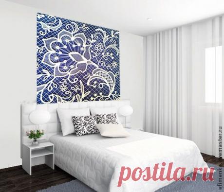 Изголовье кровати в техники вязания крючком и вышивки | Domosedkam.ru