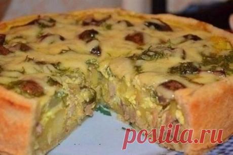 Открытый пирог с курицей и картошкой в заливке, рецепт — Вкусо.ру