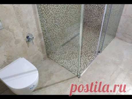 Укладка мозаики в Стеклянной Душевой Кабине из плитки без поддона