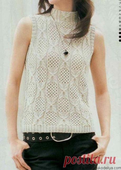 Женский топ спицами  схема. Схемы вязания топов спицами | Шкатулка рукоделия. Сайт для рукодельниц.