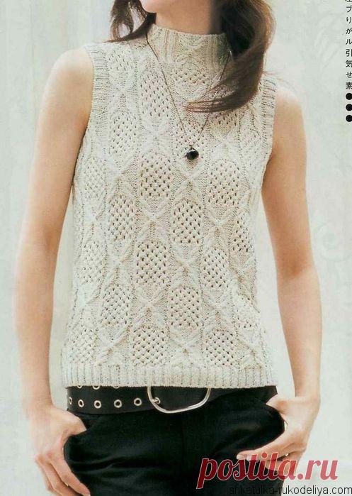 Женский топ спицами  схема. Схемы вязания топов спицами | Шкатулка рукоделия. Сайт для рукодельниц.