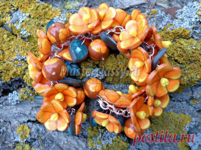 Браслет из полимерной глины «Оранжевое лето». Мастер класс с пошаговым фото