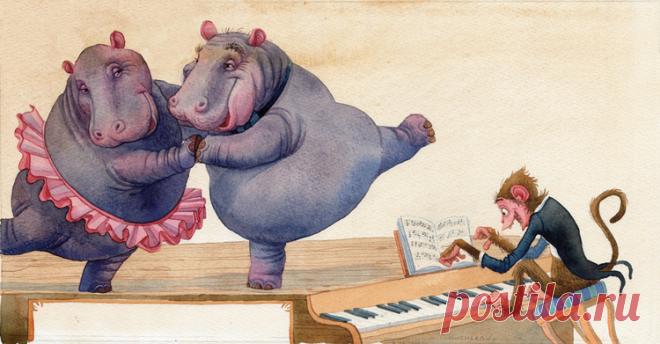 Сообщество иллюстраторов / Иллюстрации / Goncharov / начинается программа, два ручных гиппопотама...