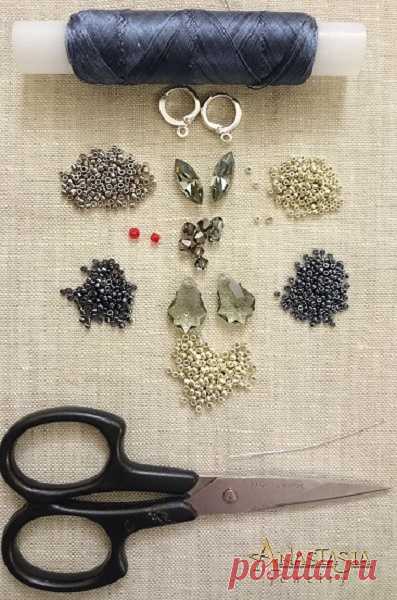 Создаем плетеные серьги Black Diamond с кристаллами Swarovski Navett / Мастер-классы / Бусинка