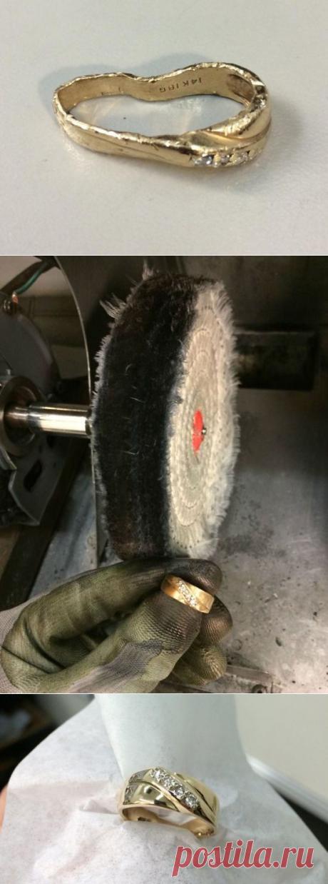 Реставрация погнутого обручального кольца.