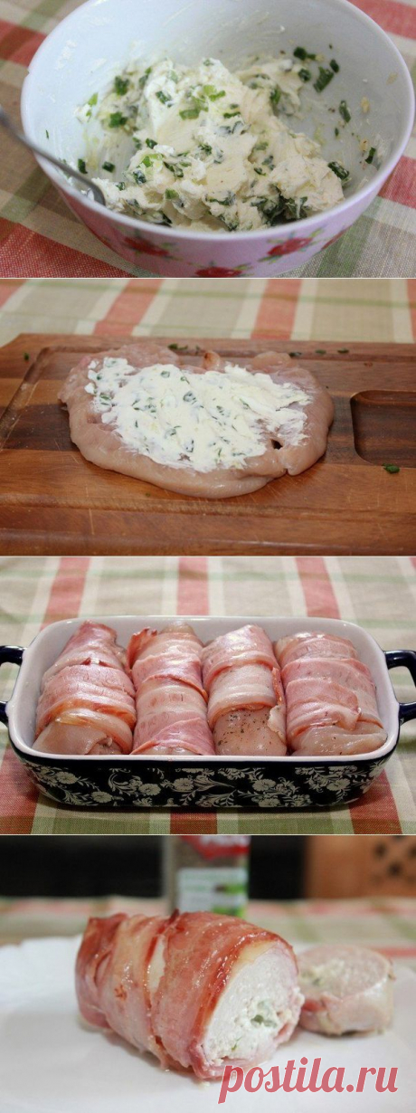 Куриные грудки, фаршированные козьим сыром и зеленью