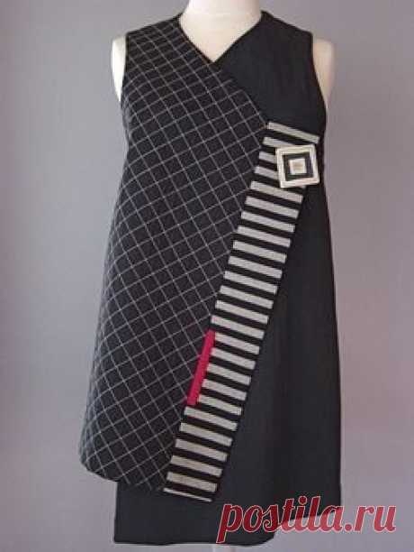Wrapper Shoulder Vest in Brown and Black by Juanita Girardin