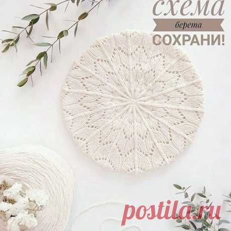 Схема спицами для ажурного берета