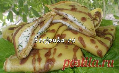 Блинчики с сырной начинкой и чесноком