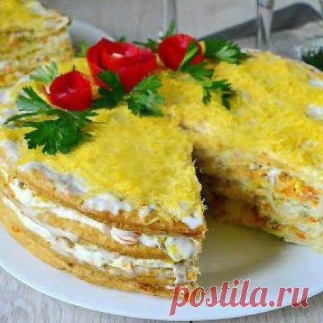 ЗАКУСОЧНЫЕ ТОРТИКИ: ТОП-7 САМЫХ ЛЮБИМЫХ 
Надо бы приготовить :)
1) Рыбный закусочный торт
ИНГРЕДИЕНТЫ:
● 5 шт. вафельных коржей 
● 1 банка рыбных консервов в масле, по желанию, сгодятся и обычные сардины 
● 3 вареных яйца 
● 150 гр. твердого сыра 
● 1 зубок чеснока майонез зеленый лук 
ПРИГОТОВЛЕНИЕ:
По отдельности измельчить яичные желтки и белки. Натереть на терке сыр. Консервы помять вилкою. Все начинки смешиваем с майонезом, количество и жирность которого, конечно же, по вкусу и смелости.