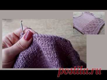 Обвязка горловины по закрытым петлям крючком|Crocheting the neckline using closed loops
