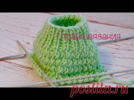Узоры спицами. Плотный узор с вытянутой петлей. Вязание по кругу.