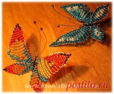 Бабочки из бисера. Схемы. #бисероплетение@handmade_blog http://biser.info/node/104253