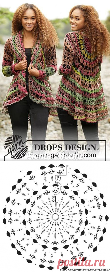 Интересный жакет крючком от DROPS DESIGN