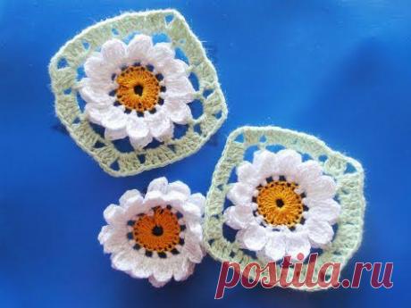 Цветок в квадрате  Flower Crochet squared