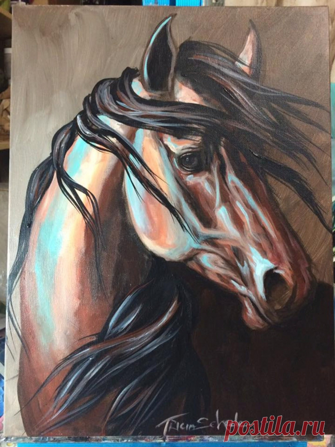 Конский художественный портрет Kiger Mustang blm дикий запад | Etsy Украина