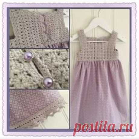 Made this dress by a little crochet and some sewing. Size 3 years