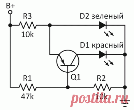 Простой индикатор заряда батареи на двухцветном светодиоде