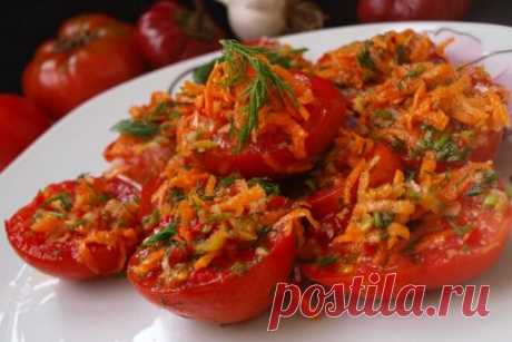 Помидоры по-корейски с морковью и чесноком