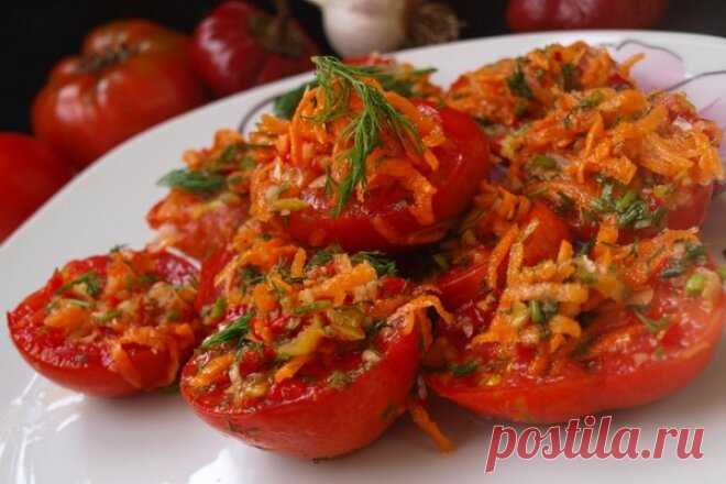 Помидоры по-корейски с морковью и чесноком