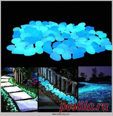 Магия ночи: светящиеся камни в саду