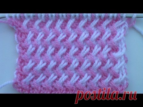 Двухцветный узор из наклонных петель