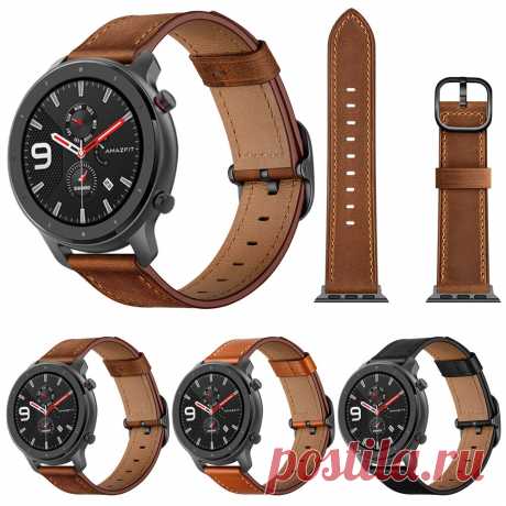 Bakeey 22mm First Layer Genuine Leather Replacement Strap Smart Watch Band for A - US$13.99