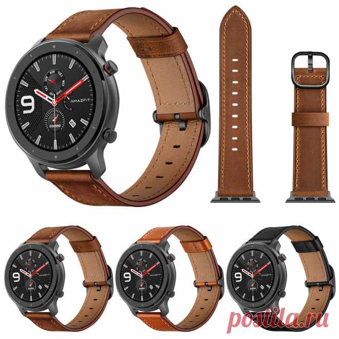 Bakeey 22mm First Layer Genuine Leather Replacement Strap Smart Watch Band for A - US$13.99