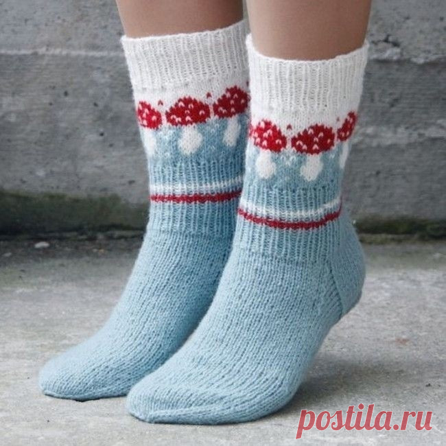 Носочки с мухоморами. Идеи и схемы