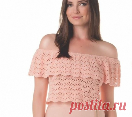 Топ крючком. Топ с открытыми плечами крючком | Вязание для всей семьи
