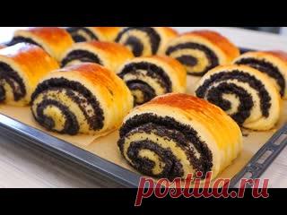 Булочки с Маком, Как Пух! Ингредиенты (выход 12 булочек) :ТЕСТО (вес 1,1 кг)200 мл молока (1 стак. V - 250 мл  до рыски)2 яйца С1 или С0130 г сахара(5 ст.л с горкой + 1 ч.л) 1 п (10 г) ван. сахара (2 ч.л)7-8 г сухих дрожжей (2 ч.л с гокой) или 25 г живых дрожжей100 г слив. масла (0,5 упак.)+/- 600 - 650 г муки (3...