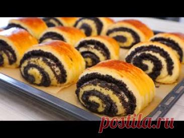 Булочки с Маком, Как Пух! Ингредиенты (выход 12 булочек) :ТЕСТО (вес 1,1 кг)200 мл молока (1 стак. V - 250 мл  до рыски)2 яйца С1 или С0130 г сахара(5 ст.л с горкой + 1 ч.л) 1 п (10 г) ван. сахара (2 ч.л)7-8 г сухих дрожжей (2 ч.л с гокой) или 25 г живых дрожжей100 г слив. масла (0,5 упак.)+/- 600 - 650 г муки (3...