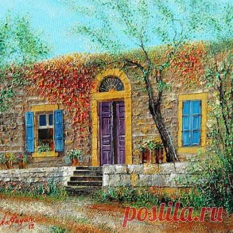 OLD HOUSES ART PAINTINGS FROM  LEBANON by Andre Kalfayan
