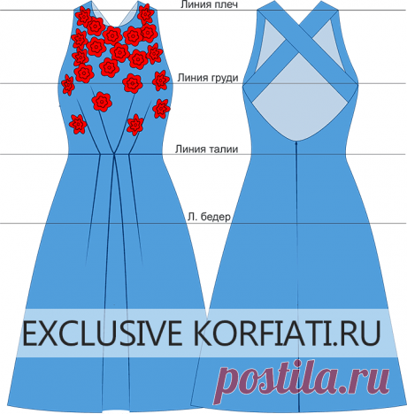 Выкройка платья с аппликацией от Анастасии Корфиати