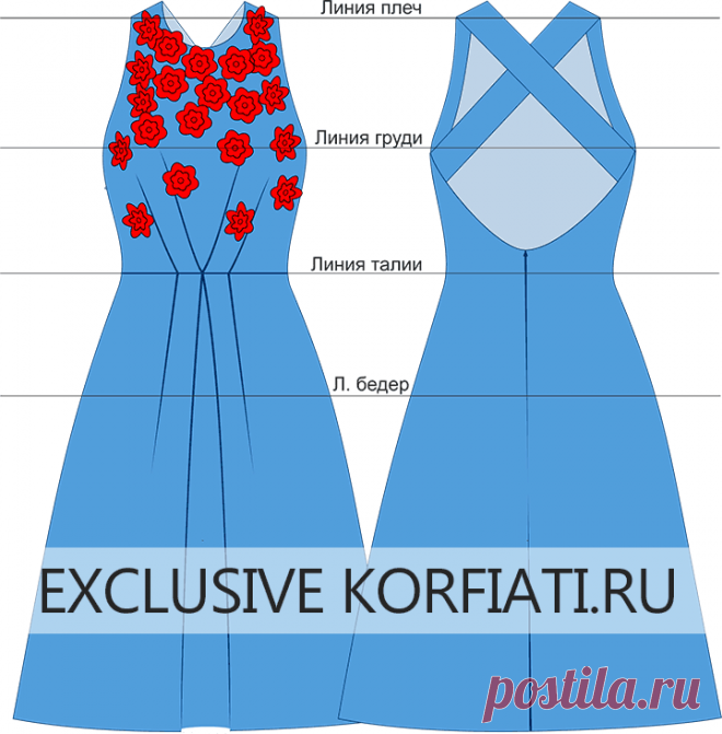 Выкройка платья с аппликацией от Анастасии Корфиати
