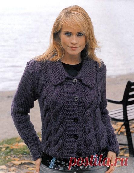 Жакет с узором косы вязаный спицами. Женский теплый жакет вязаный спицами схема | Все о рукоделии: схемы, мастер классы, идеи на сайте labhousehold.com