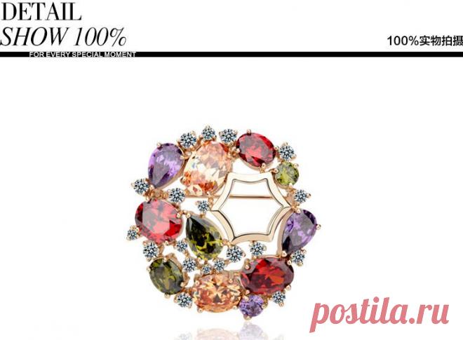 Новые прибытия 18 К розового золота мои мону лизу брошь для женщин многоцветный циркон высокое качество ювелирных изделий, принадлежащий категории Броши и относящийся к Ювелирные изделия на сайте AliExpress.com | Alibaba Group