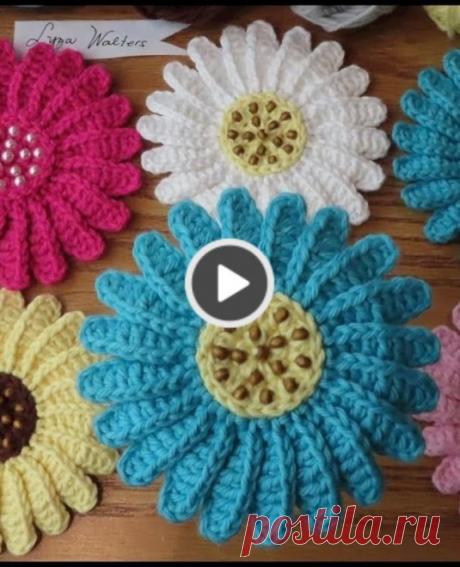 Crochet Daisy Flower with Beads
