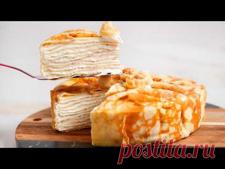 НЕРЕАЛЬНО вкусный торт БЕЗ ДУХОВКИ! Блинный торт со сливочным кремом