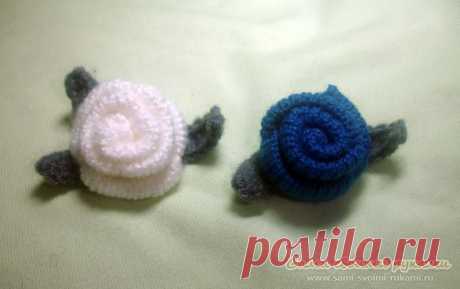 Роза - вязание спицами, фото, мастер класс | Сами своими руками