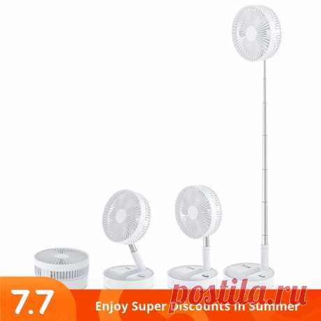 Blitzwolf® bw-f3 folding fan usb desktop fan with remote control 7.75 inches pedestal fan 4 wind mode 3 gear wind speed 7200mah battery 7 large blades adjustable height 5m air supply distance for home bedroom livingroom office outdoor Sale - Banggood.com
