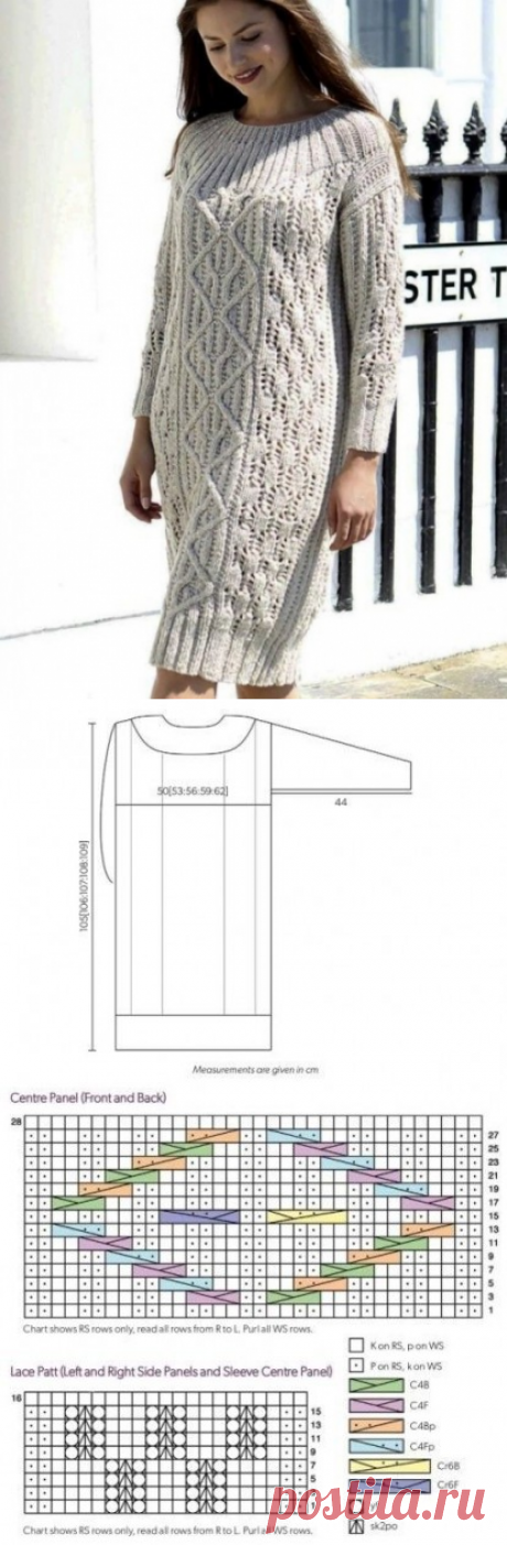 Теплое платье, вяжем спицами