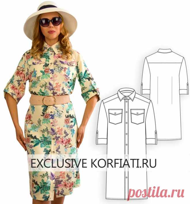 Готовая выкройка платья-рубашки для скачивания от А. Корфиати Готовая выкройка платья-рубашки для скачивания 42-48 размеров. Скачайте готовую выкройку бесплатно и сшейте платье-рубашку! Советы по пошиву