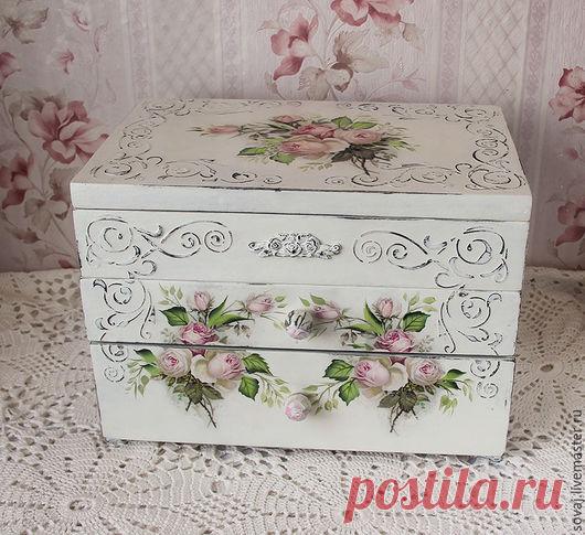 Купить Мини комодик для украшений, рукоделия шебби-шик 