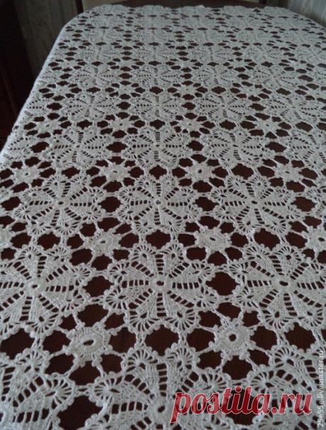 Купить Скатерть "Метелица" - белый, ручная работа, ручное вязание, ручное кружево, скатерть