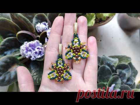 Серьги из бисера и бусин "Лесная свежесть" / Украшения из бисера / МК - YouTube