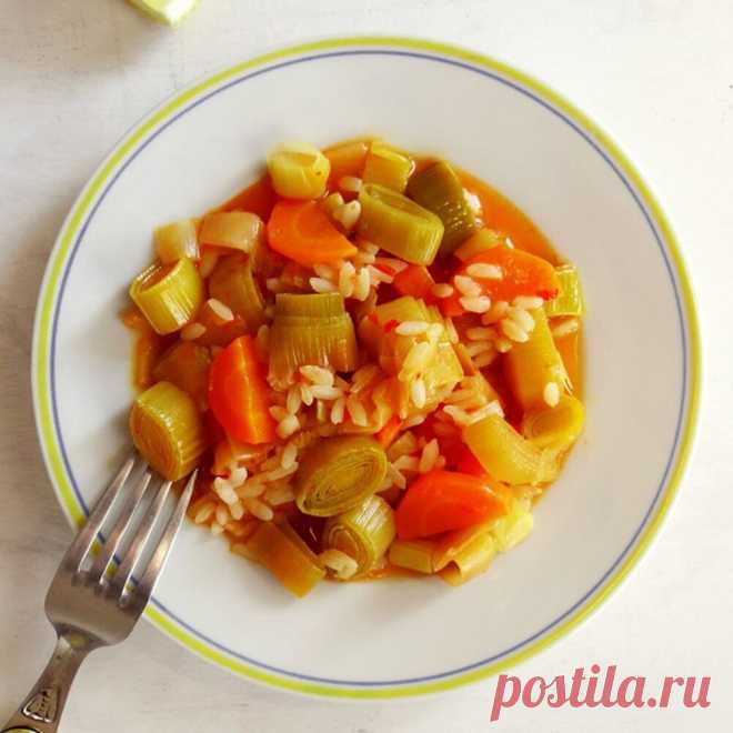 Рис с луком порей