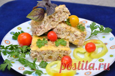 Летняя запеканка с кабачком и фаршем